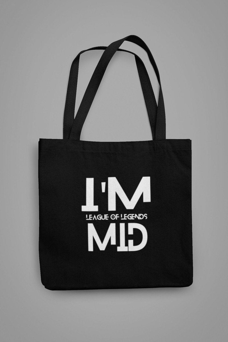 League of Legends Totebag | I'M MID |  Mid Diff | geek | LoL Moba Game | Gamer cadeau | Black - One Size