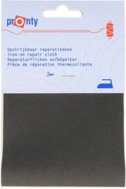 Pronty opstrijkbaar reparatiedoek - opstrijk doek zwart keper katoen - 10 x 40 cm art. 535.630.090