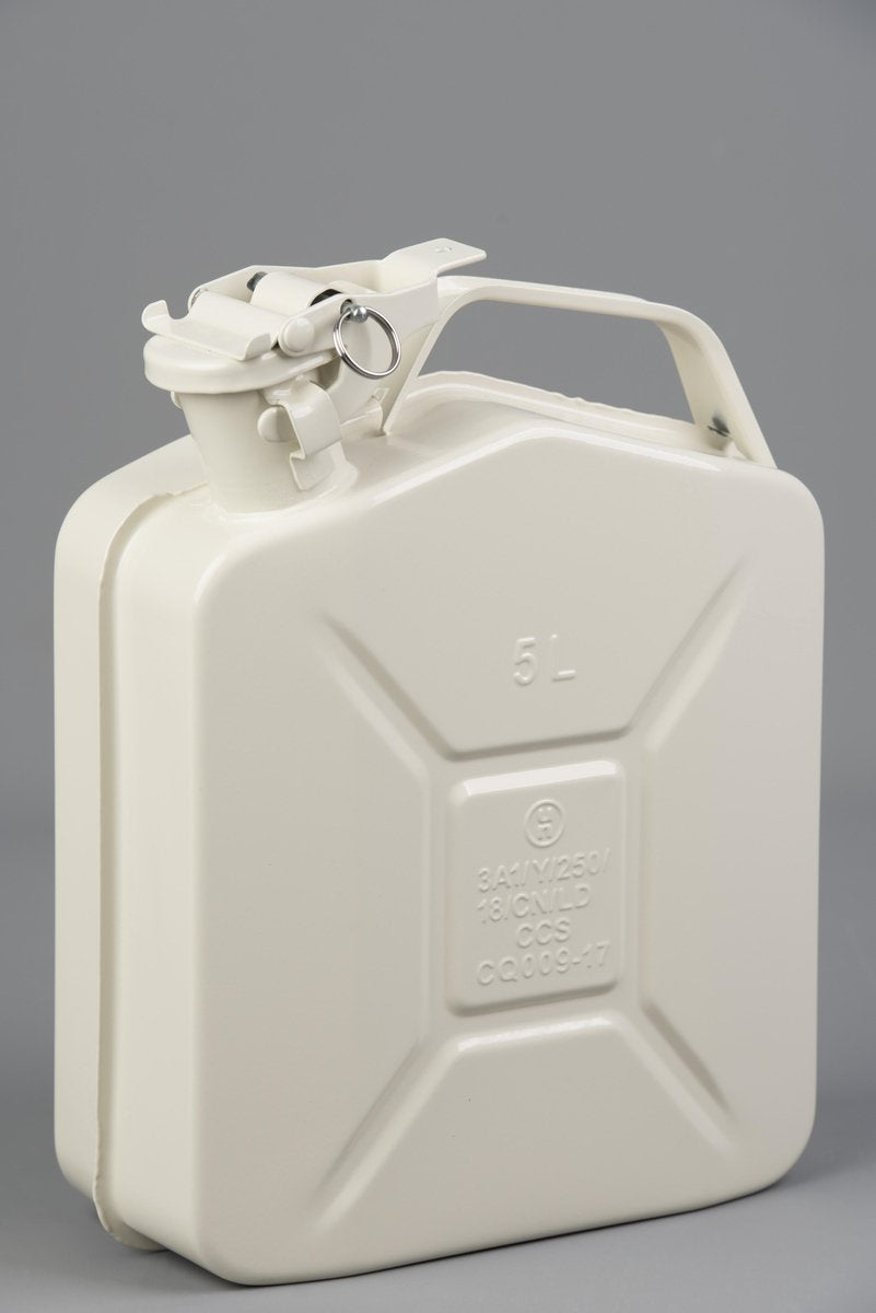 Minalco benzine jerrycan - metaal 5 Ltr - UN goedgekeurd - gebroken wit