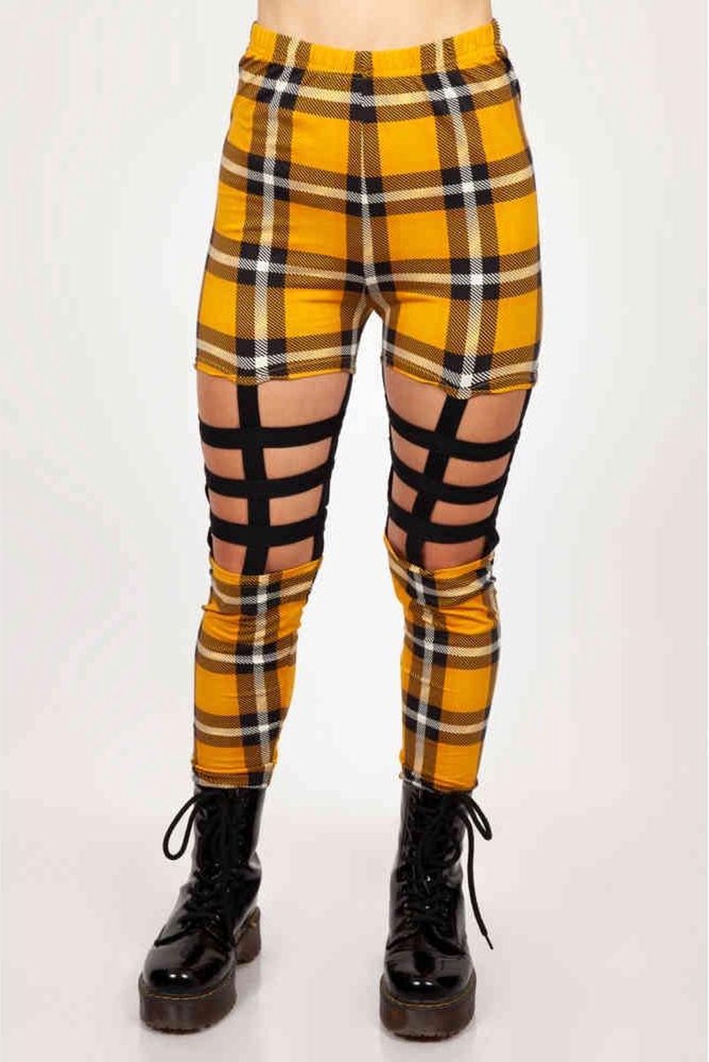 Jawbreaker Legging -S- Plaid Cage Geel