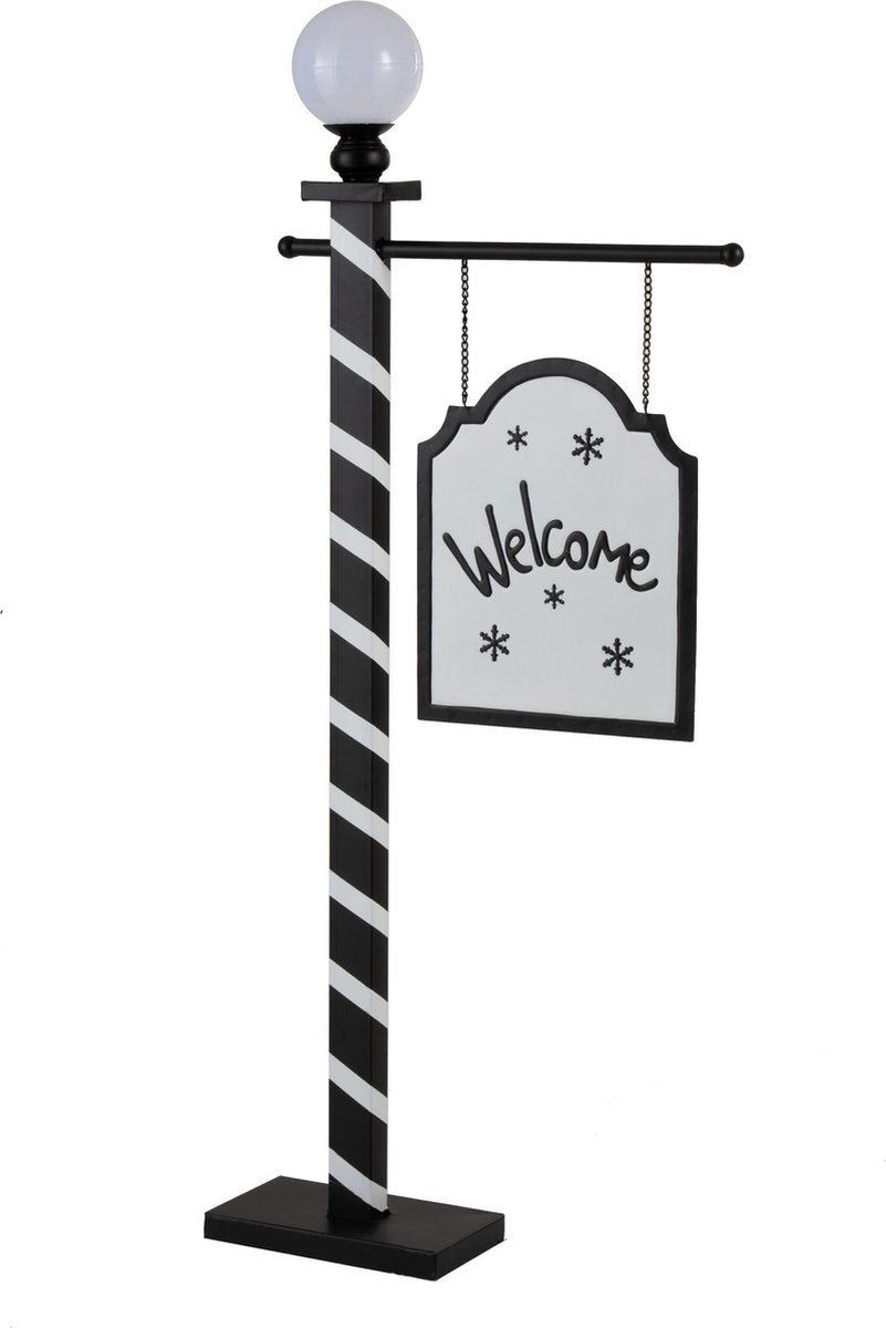J-Line Bord Led Welcome/Bienvenue Metaal Zwart/Wit