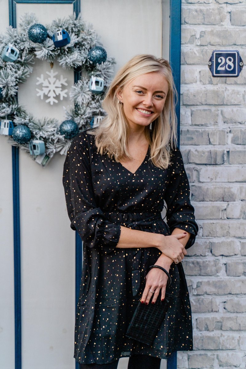 Jurk Zwart met Goud - Feestdagen Kerstmis - Large
