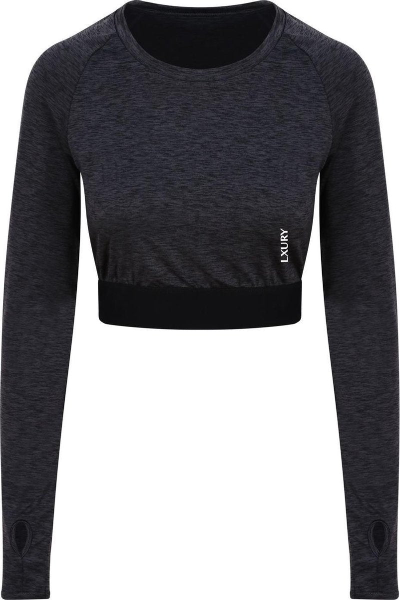 LXURY Dames Sport Crop Top Maat XL - Sporttop - Zwart