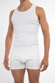 Claesen's Rib Singlet Heren Hemd Wit 2-Pack - S