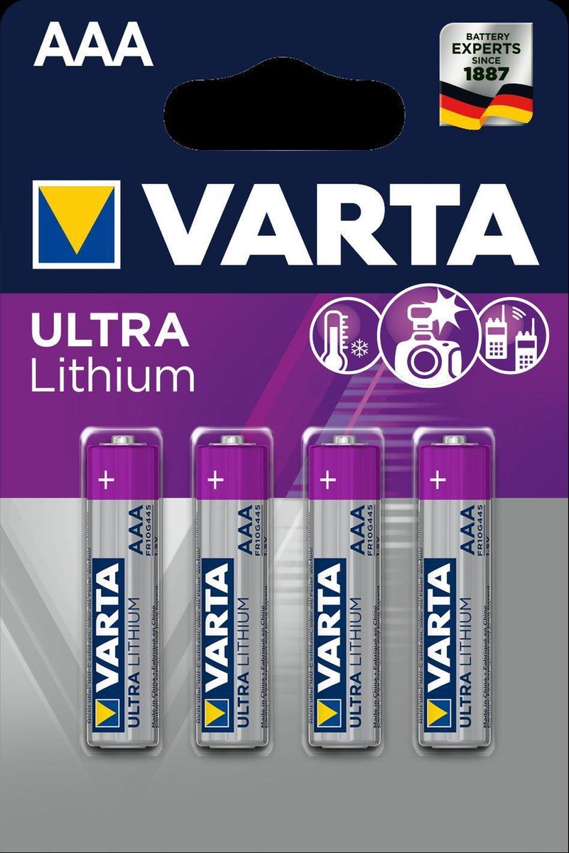 Varta Ultra Lithium AAA Batterijen - 4 stuks