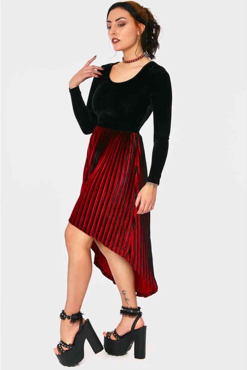 Jawbreaker High low jurk -M- Widow Velvet Zwart/Rood