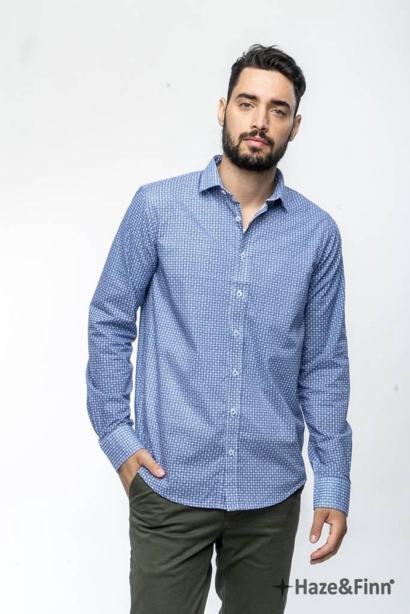 Haze&Finn Overhemd print Blauw (MC11-0100-13)