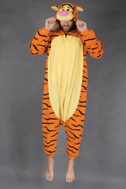 KIMU Onesie Teigetje kinder pak tijger kostuum - maat 146-152 - oranje jumpsuit pyjama tijgertje 2.0 Winnie de Poeh