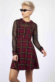 Jawbreaker Korte jurk -L- Passionate By Nature Plaid Overall Bordeaux rood