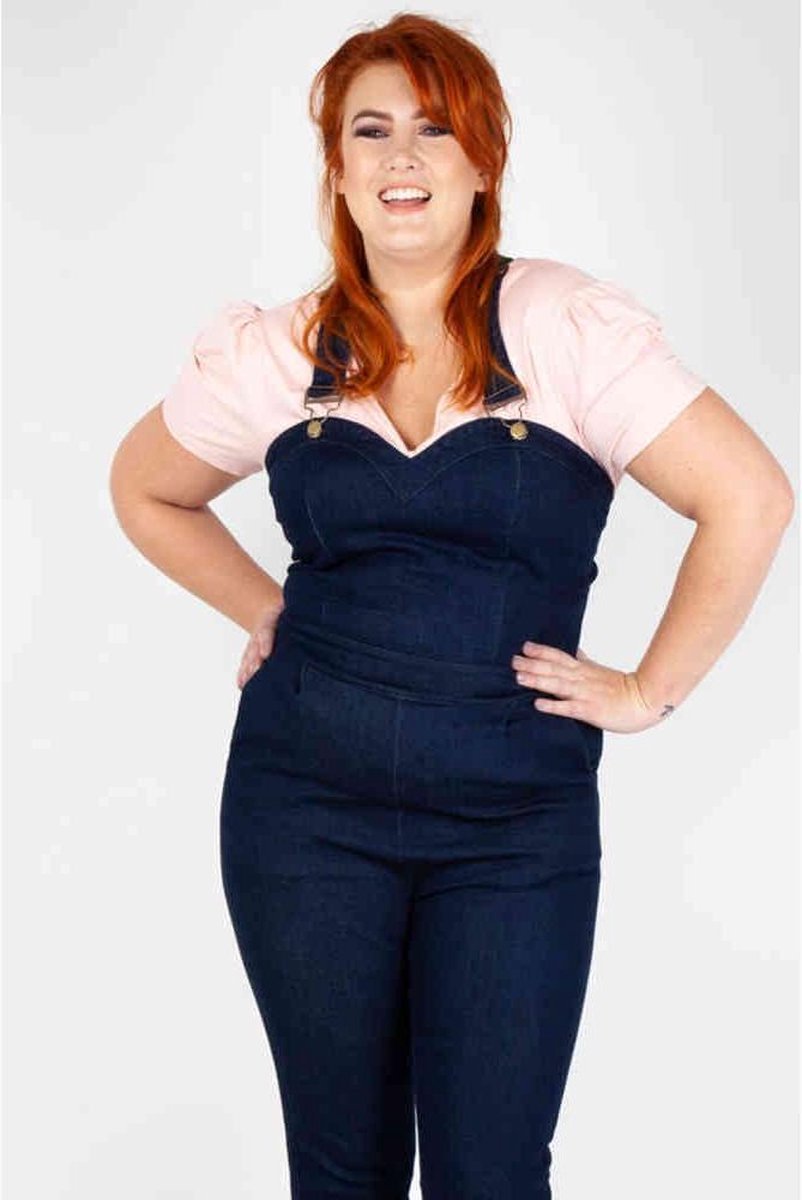 Voodoo Vixen Tuinbroek -4XL- Connie Fitted Capri Blauw