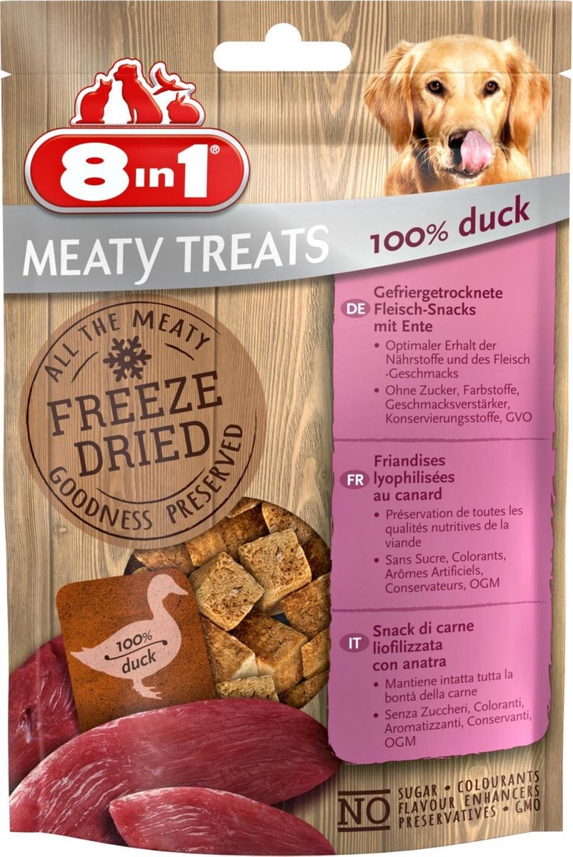 8in1 Freeze Dried Eend - Hondensnacks - 50 g