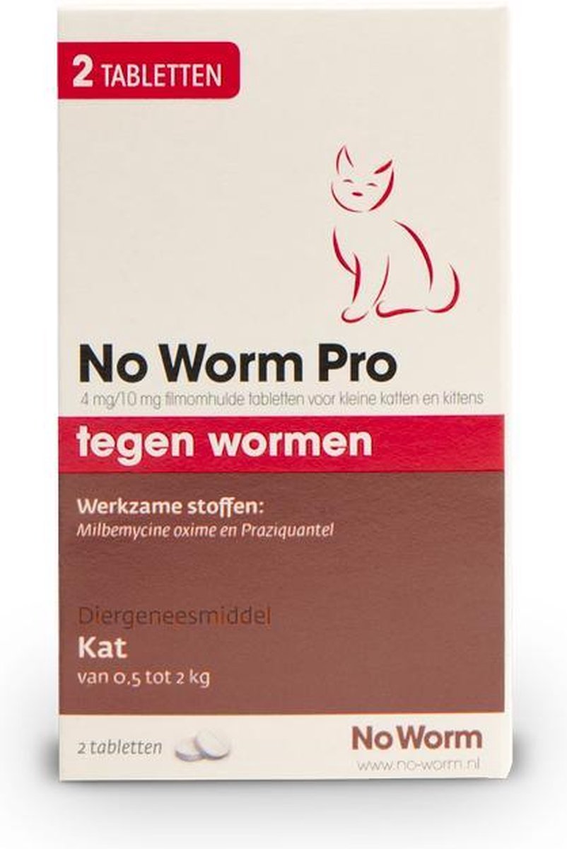 No Worm Pro Kat & Kitten - Anti wormenmiddel - 2 x 2 tab Vanaf 0.5 Kg Vanaf 6 Weken