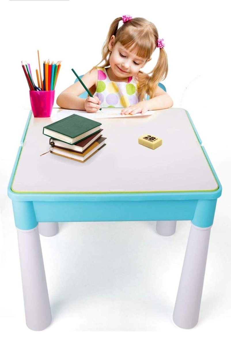 Kids 5-in-1 Multi-activiteit Tafel - 128 stuks Grote Bouwstenen Compatibel stenen Speelgoed
