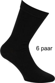 Bamboe sokken met badstof zool – Zwart - maat 46/47 - merk Boru – zonder teennaad – 6 paar