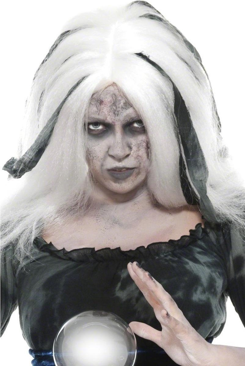 Witte halloweenpruik van waarzegger voor vrouwen - Verkleedpruik - One size