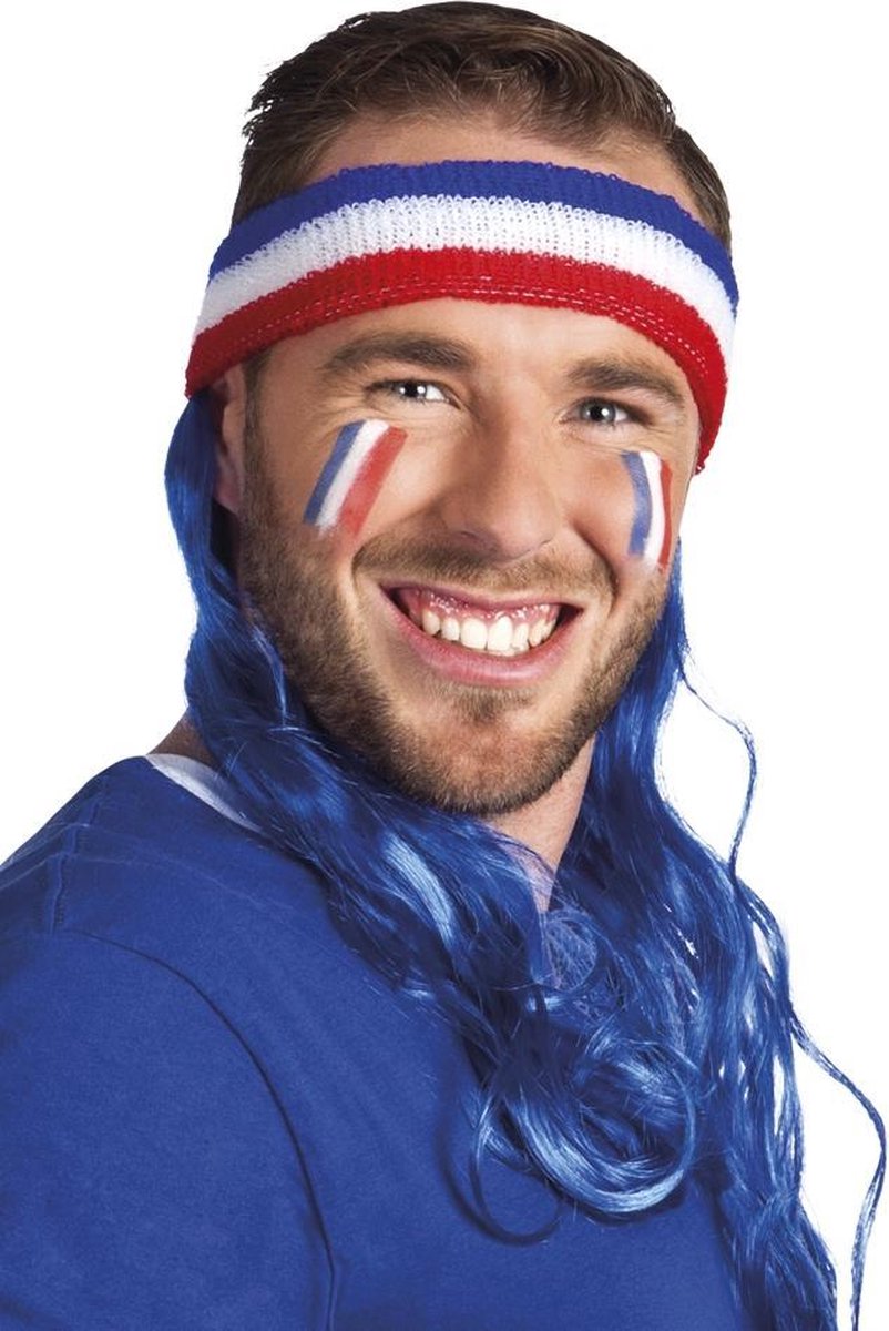 12 stuks: Hoofdband Frankrijk met blauw haar