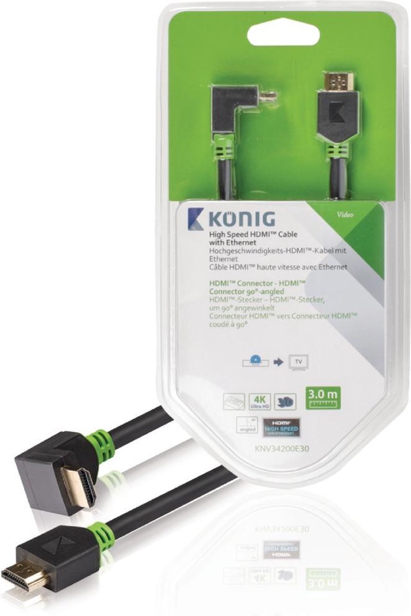 High Speed HDMI kabel met Ethernet HDMI connector - HDMI connector 90° haaks 3