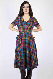 Voodoo Vixen Flare jurk -XL- Camilla Plaid Multicolours
