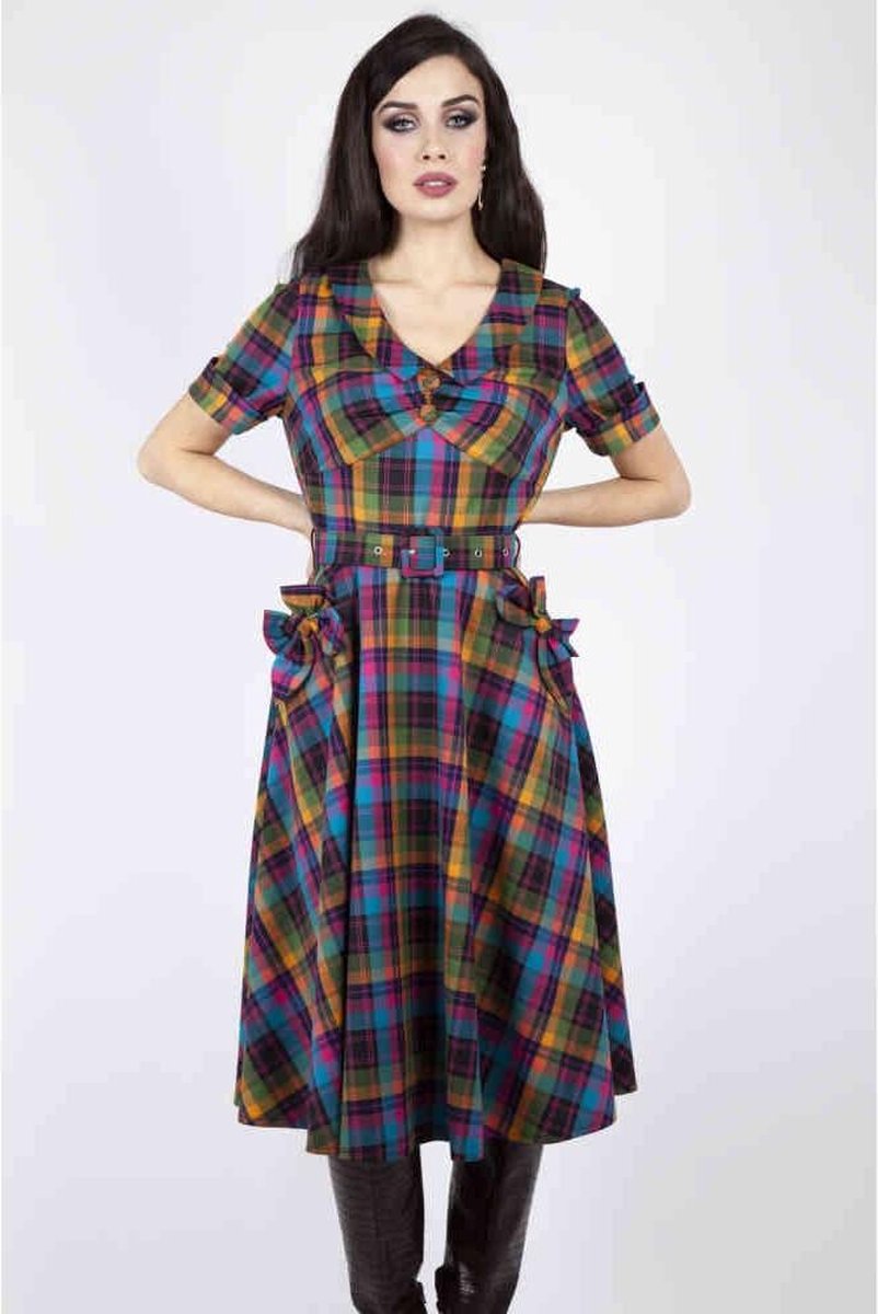 Voodoo Vixen Flare jurk -XL- Camilla Plaid Multicolours