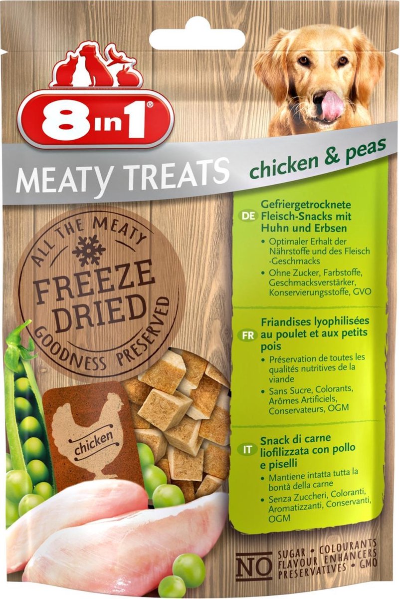 8in1 Freeze Dried Kip&Erwt - Hondensnacks - 50 g
