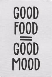 Theedoek met leuke print - GOOD FOOD = GOOD MOOD