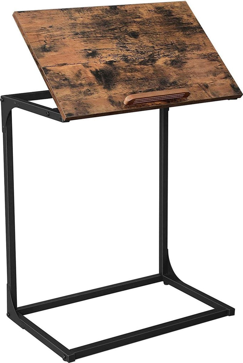 Nancy's Silicon Laptoptafel - Bijzettafels - Industrieel - In Hoogte Verstelbaar - Vintage Bruin en Zwart - 55 x 35 x 66 cm