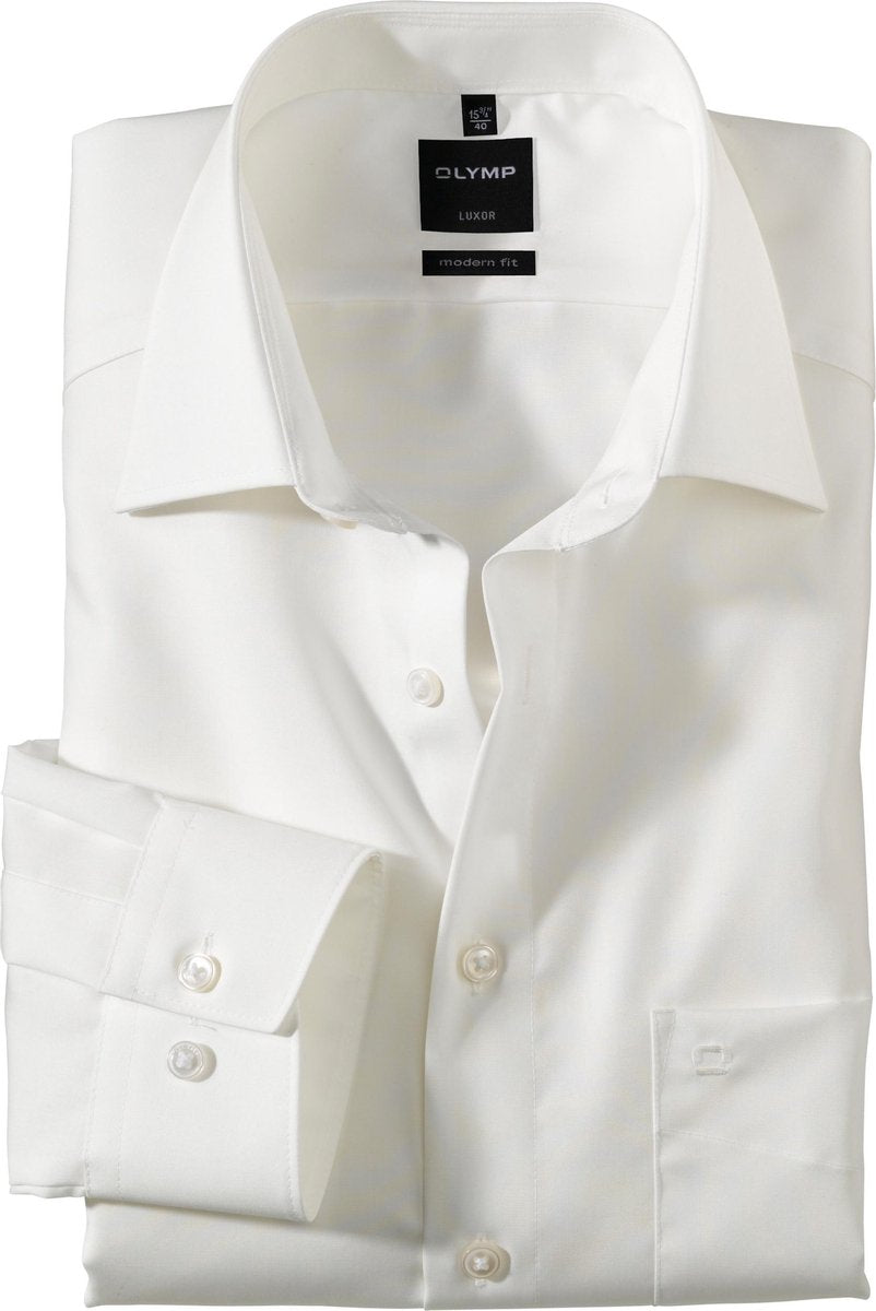 OLYMP Luxor modern fit overhemd - beige of off white - Strijkvrij - Boordmaat: 47