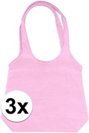 3 x Roze opvouwbare tassen met hengsels 43 x 41 cm- Shoppers