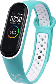 Siliconen Sportriemen voor Mi Band 5 - Siliconen Band voor Fitnesstracker - Ademende Polsband voor Mi-band 5 - Groen en Grijs