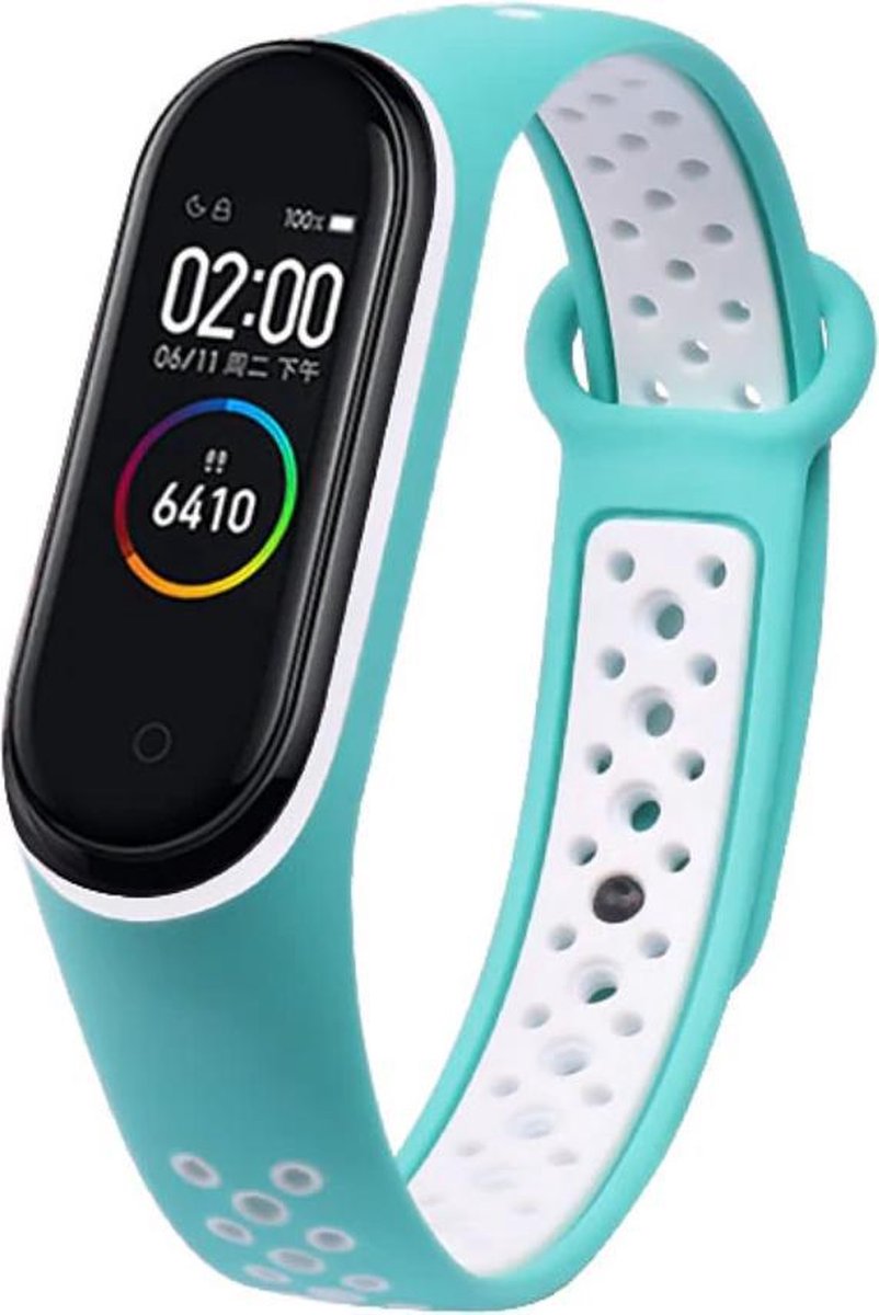 Siliconen Sportriemen voor Mi Band 5 - Siliconen Band voor Fitnesstracker - Ademende Polsband voor Mi-band 5 - Groen en Grijs