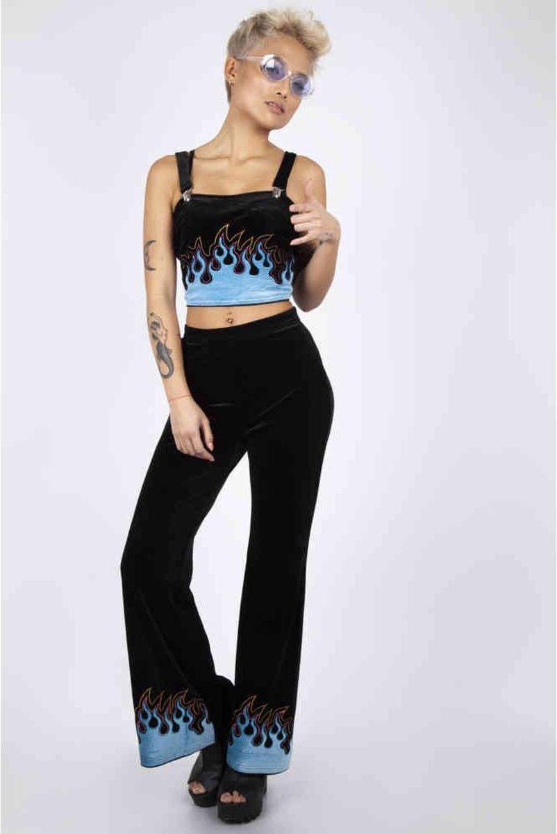 Jawbreaker Bell bottom wijde broek -XXL- Too Hot To Handle Flame Zwart