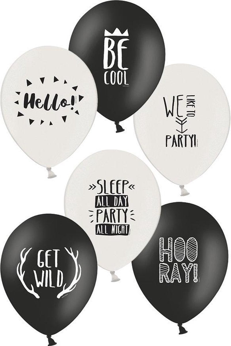 ballon - party - 6 stuks - verschillende teksten -