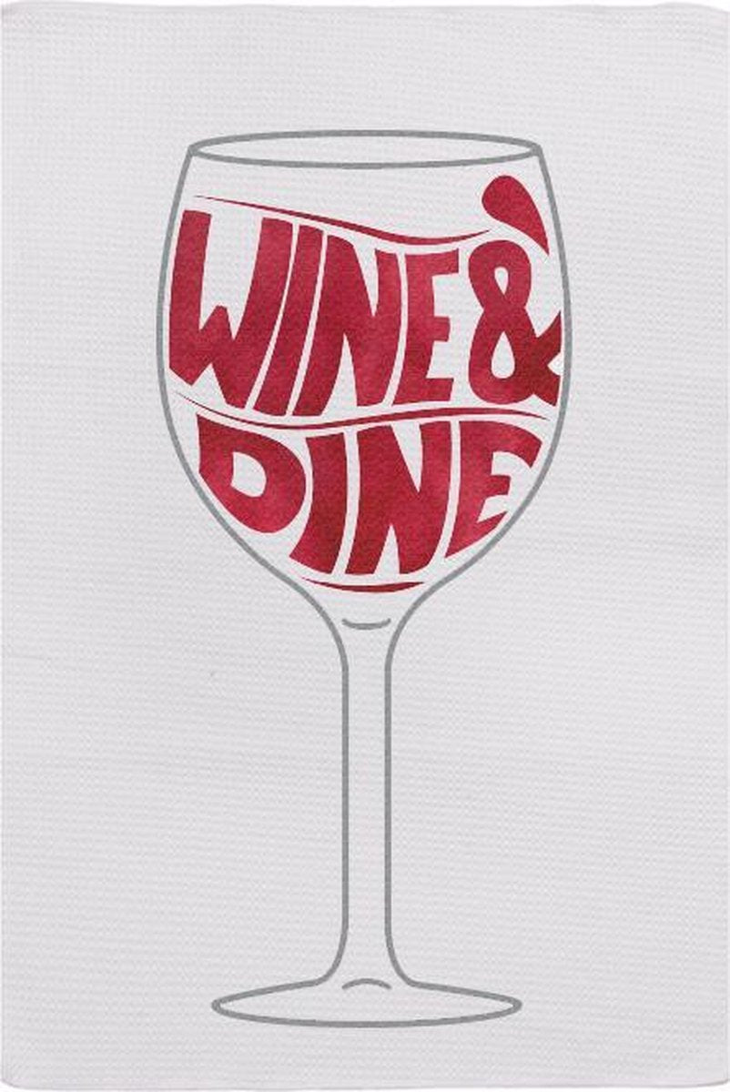 Theedoek met leuke print - WINE & DINE