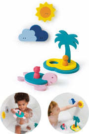 Quutopia Foam Badspeelgoed Badpuzzel Treasure Island met Schildpad - Cadeau Baby Jongen Meisje 1 jaar | 2 jaar | 3 jaar | 4 jaar Blauw