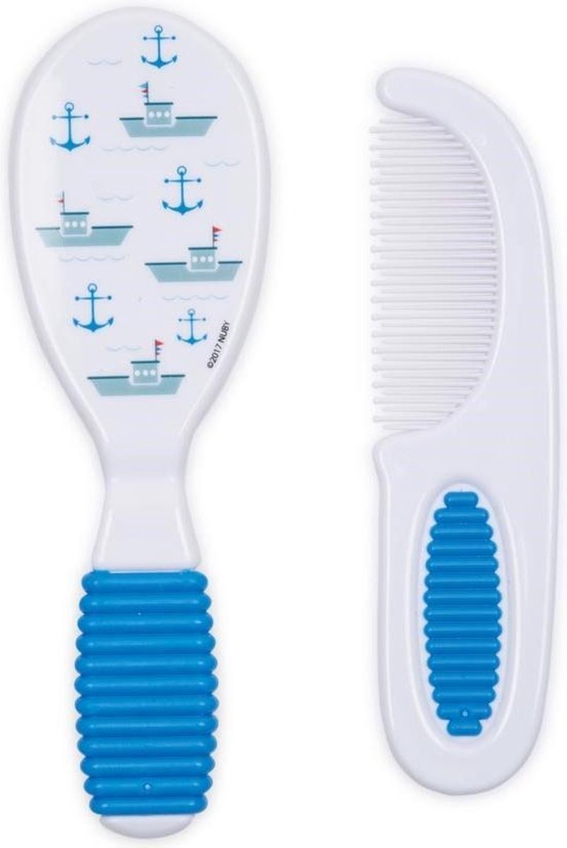 Nuby Borstelset Anti-slip Junior Blauw 2-delig