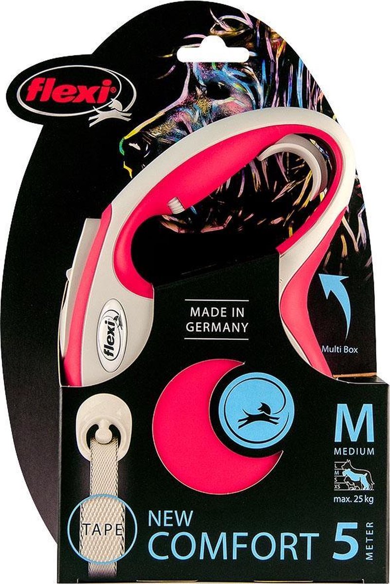 Flexi New Comfort Tape - Hondenriem - Rood - M - 5 m - (<25 kg)