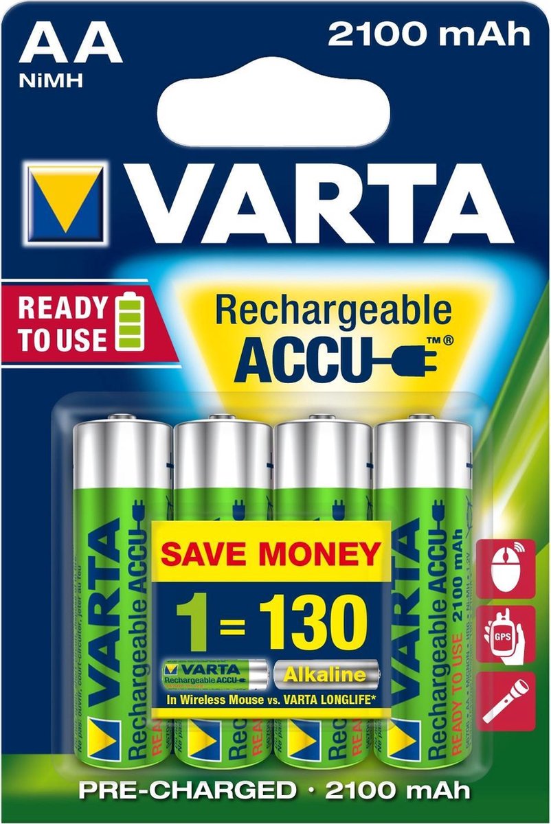 Varta Oplaadbare Batterijen AA 2100 mAh - 4 stuks