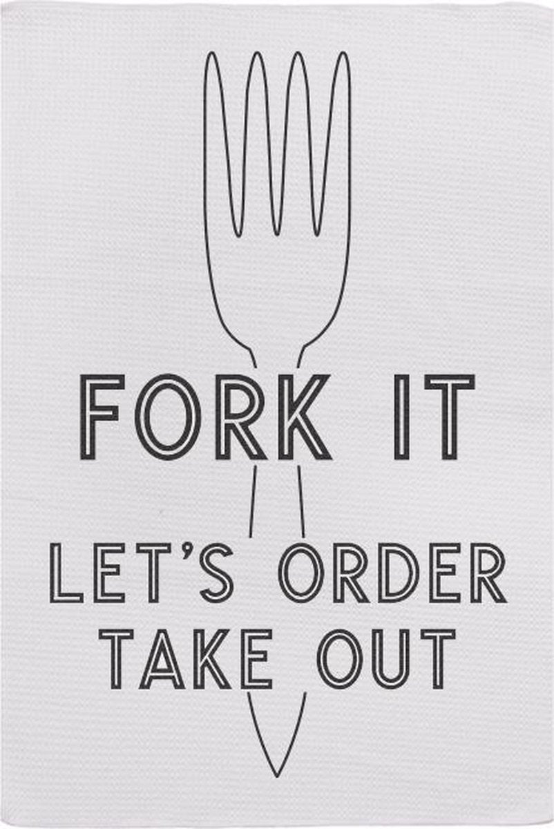 Theedoek met leuke print - FORK IT