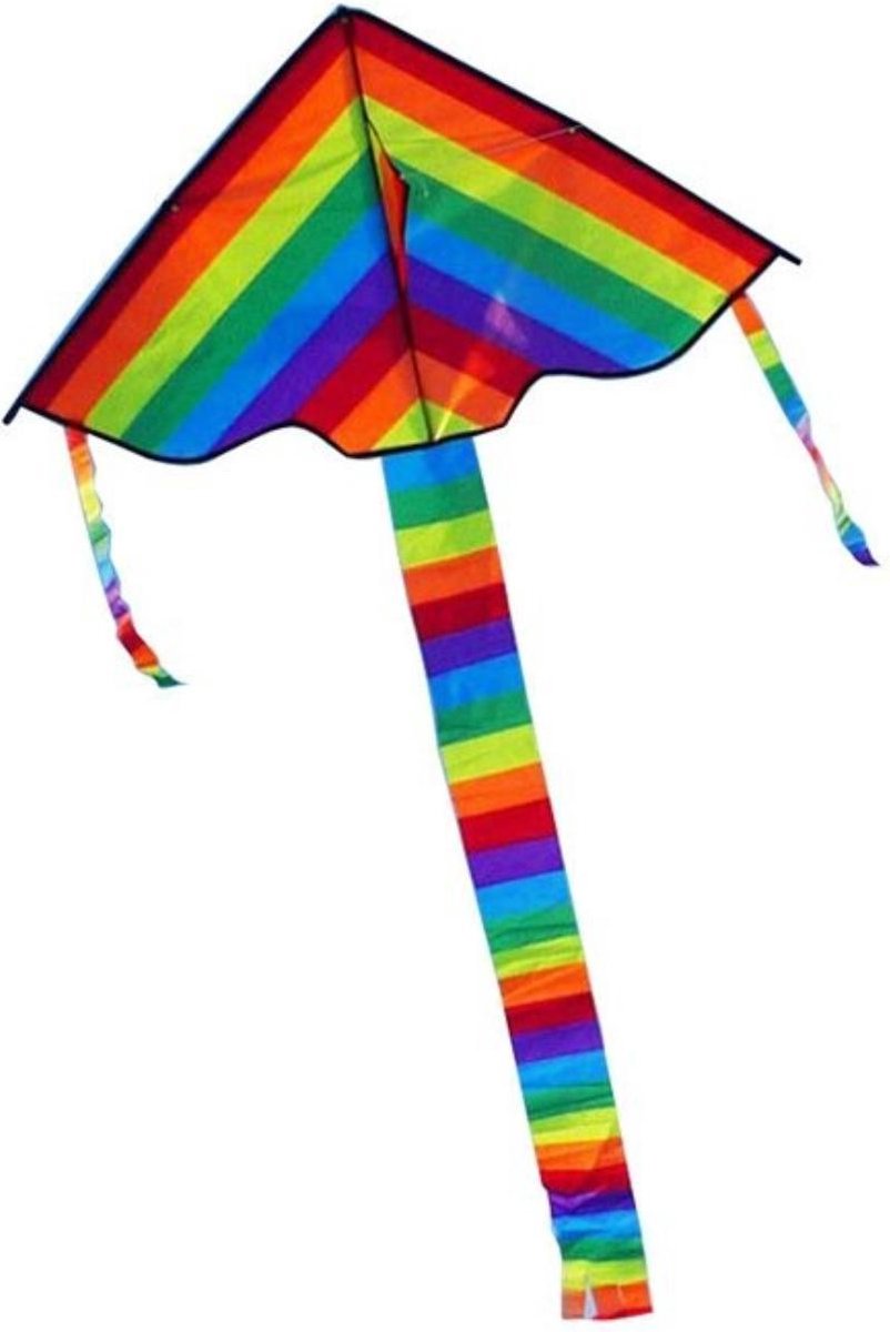 Vlieger volwassenen | Vliegers voor kinderen | Vliegers voor jongens | 30 meter lijn | Vlieger kinderen | Vliegers | Regenboog | 190 cm x 95 cm | Able & Borret
