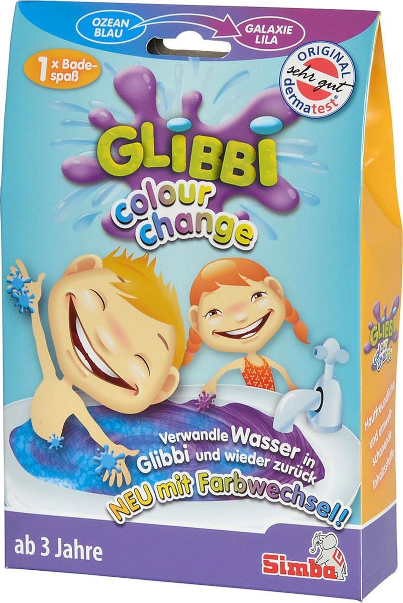 Glibbi Colour Change - Diepzeeblauw en Melkwegpaars badwater