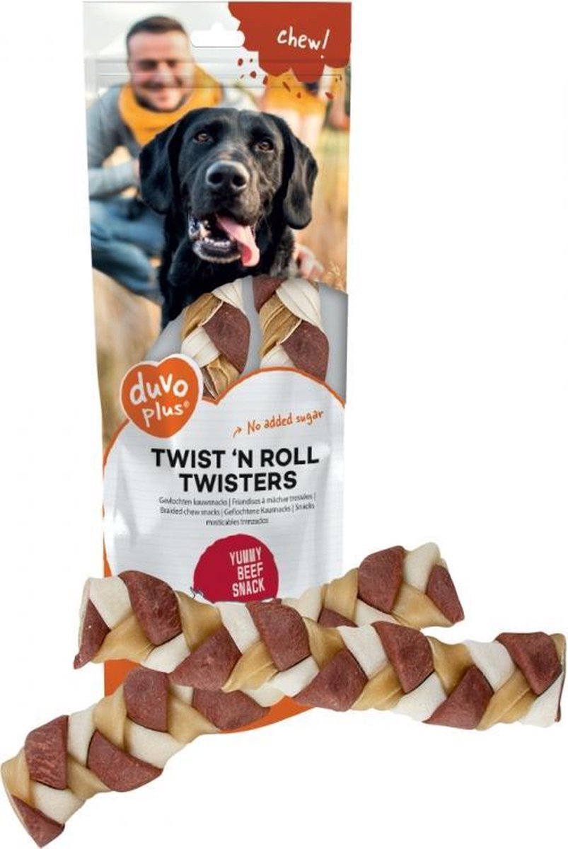 Duvo+ hondensnack Twist `n roll twisters rund 25cm - L - 2pcs