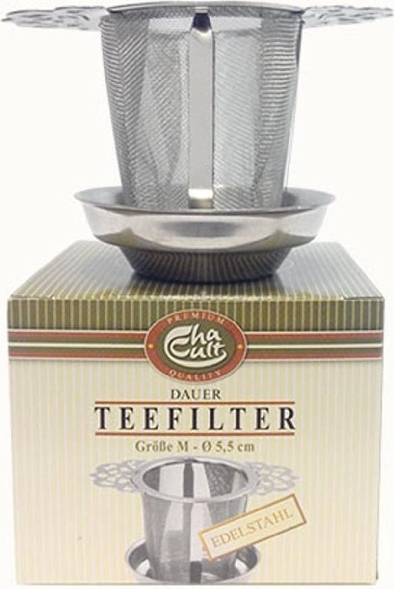 RVS Theefilter van ChaCult - Theezeef met 2 handgrepen en lekbakje