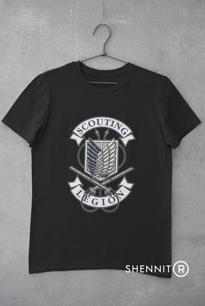 Attack On Titan Legion Levi Mikasa Eiren T-Shirt | Cadeau voor Otaku en Weeb | Japan Culture Merchandise | Urban Geekchic Style | Zwart Maat M