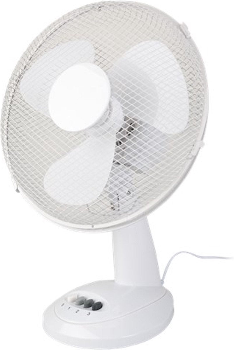 S&C - Tafelventilator ventilator airco automatisch 3 standen wit 30cm zomer koeling verkoeling