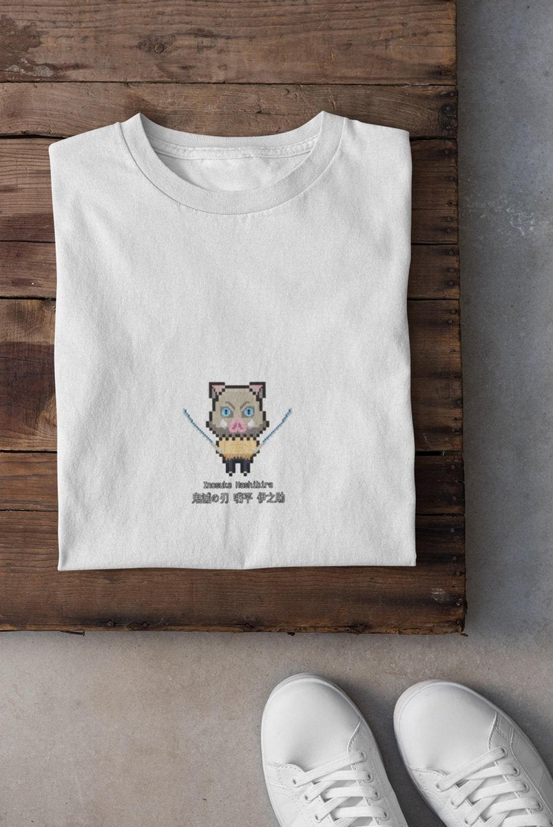 Demon Slayer Kimetsu No Yaiba Inosuke Pig Pixel Art | Anime Manga Merchandise | Fan Art Unisex Wit Maat M