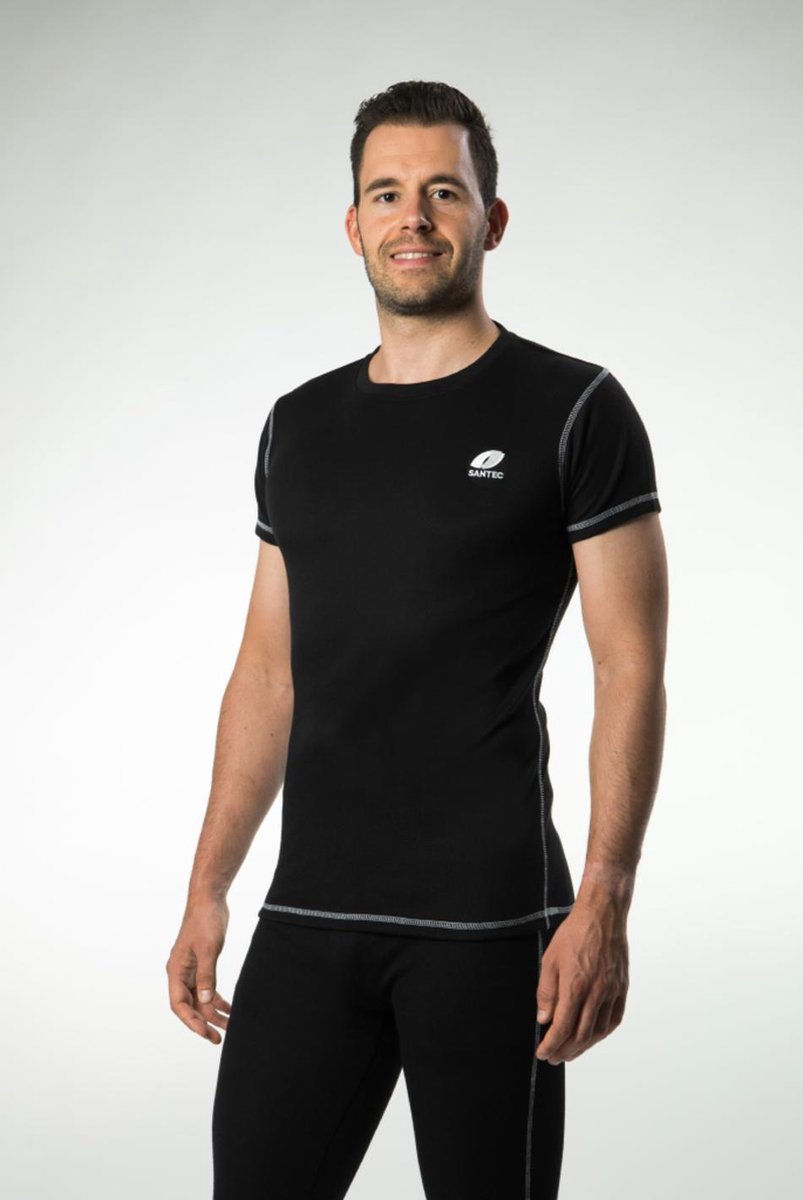 Ondergoed Santec Heren Thermo T-Shirt Poly. Interlock  M Diep Zwart