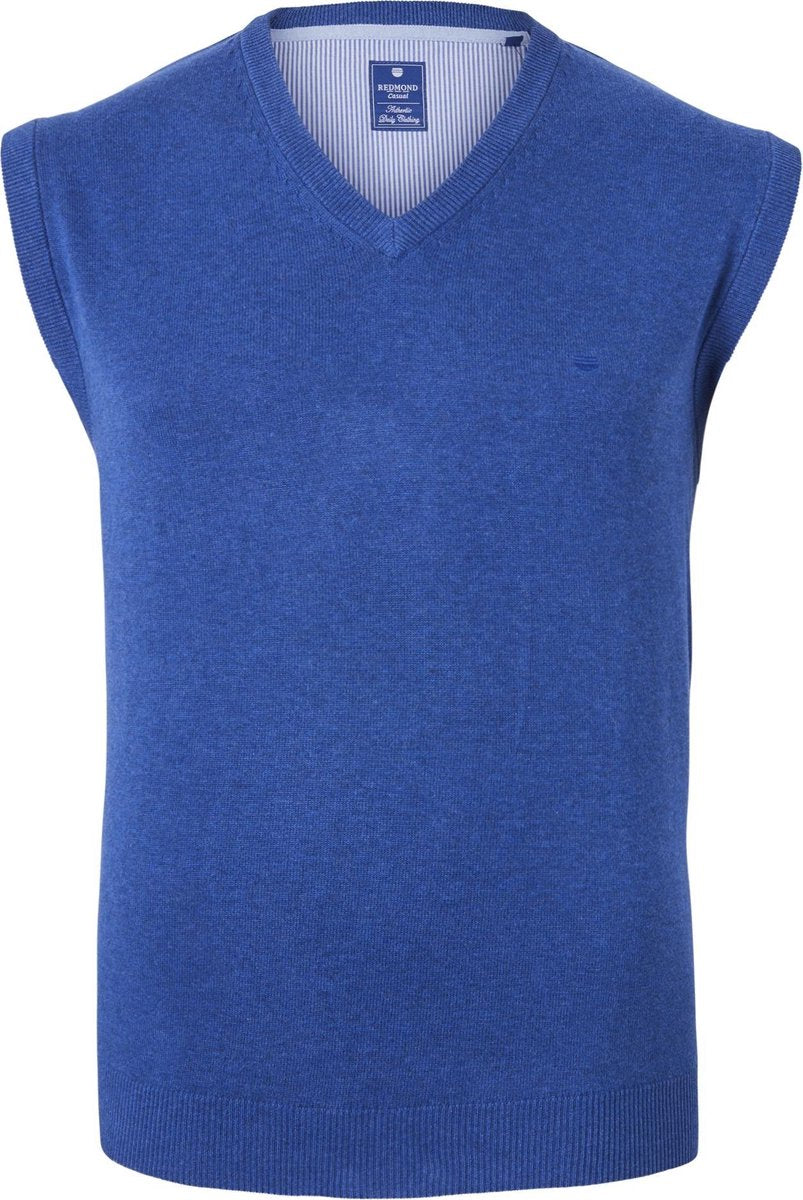 Redmond heren spencer katoen - V-hals - jeansblauw -  Maat XXXXL