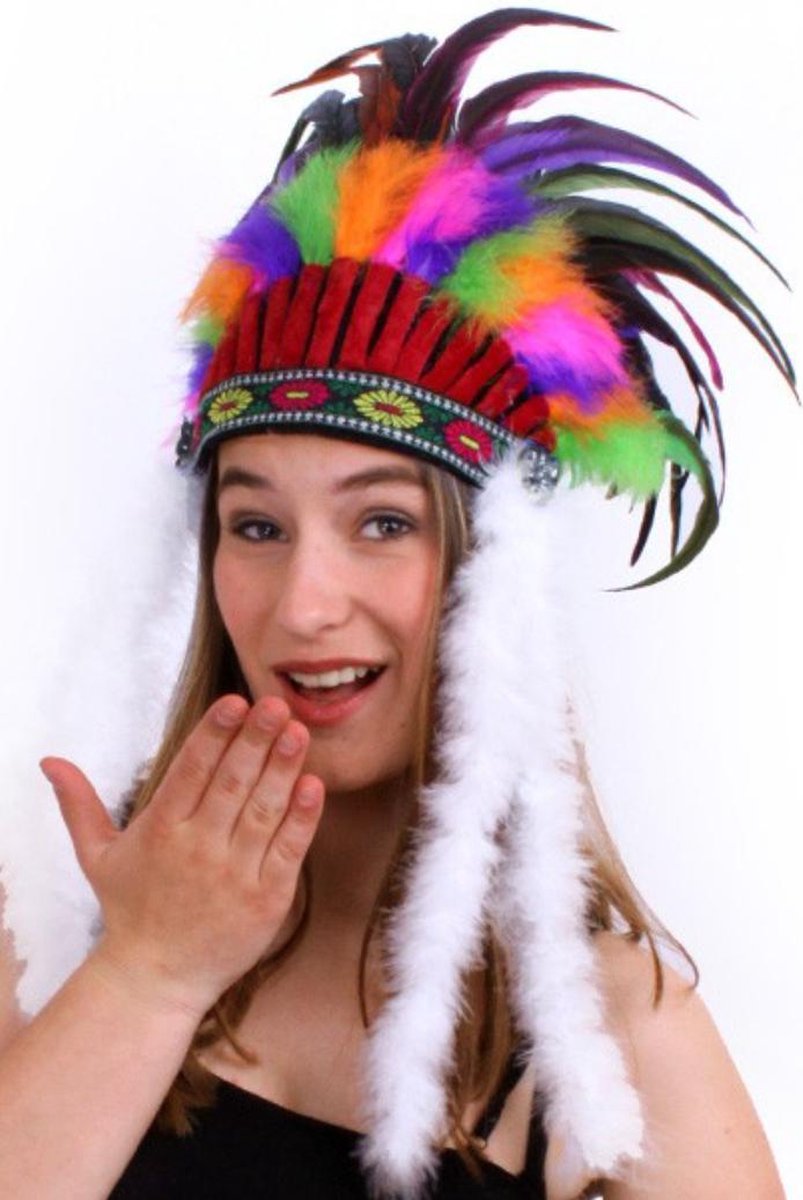 Verentooi regenboog - indianentooi gekleurde hoofdtooi veren tooi pride