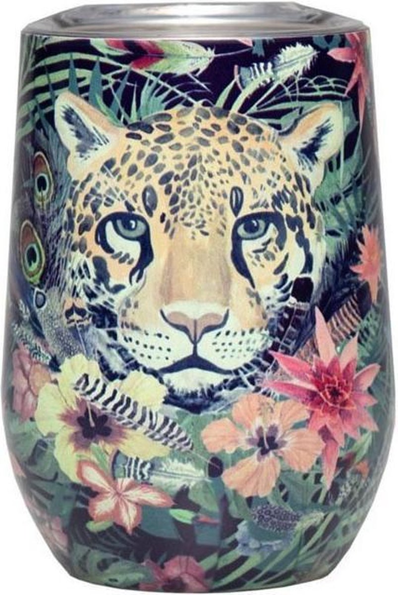 RVS kantoorbeker thermobeker 420ml - Tijger Jungle