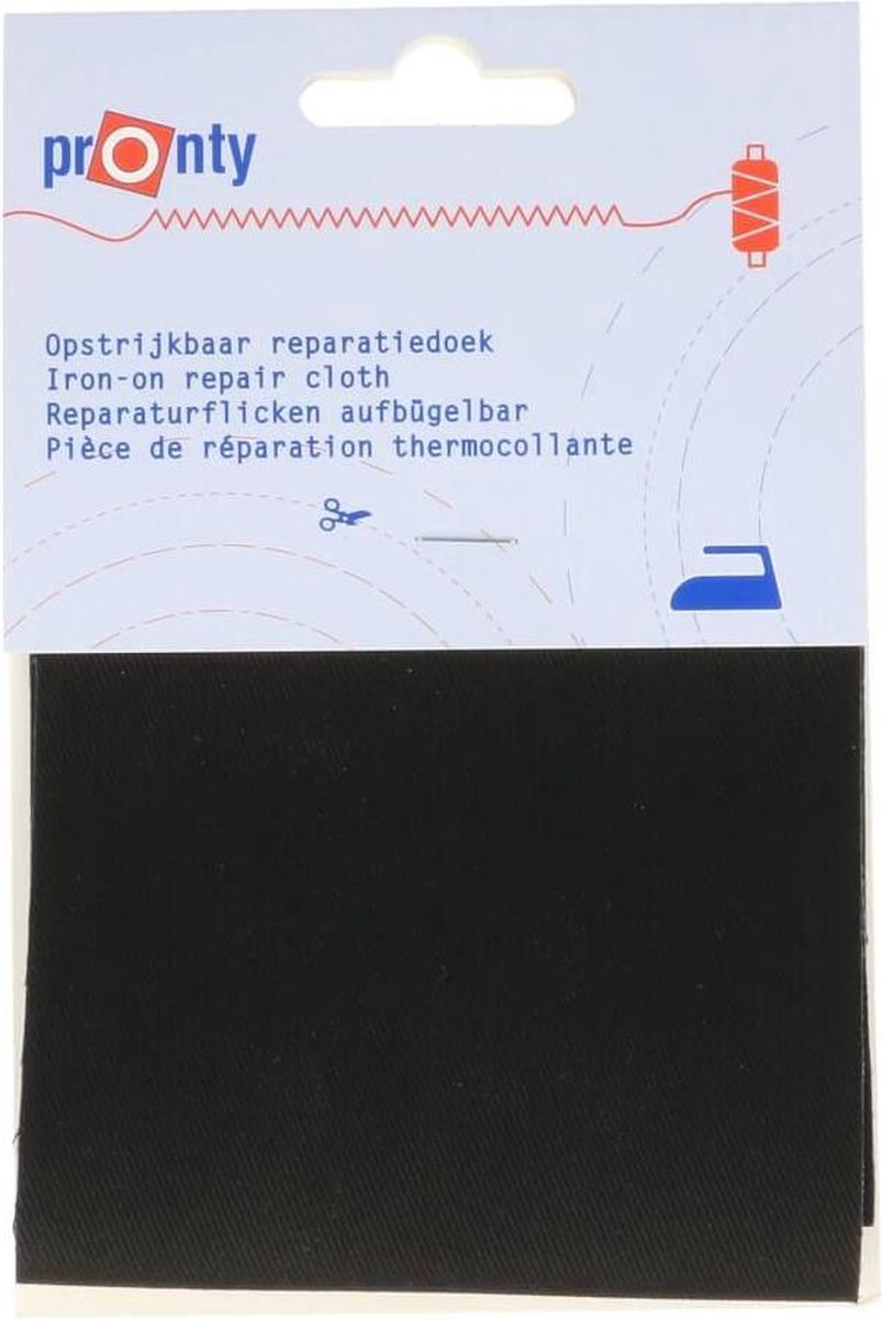 PRONTY REPARATIEDOEK JEANS OPSTRIJKBAAR 090 ZWART 10 X 40cm. - 3STUKS